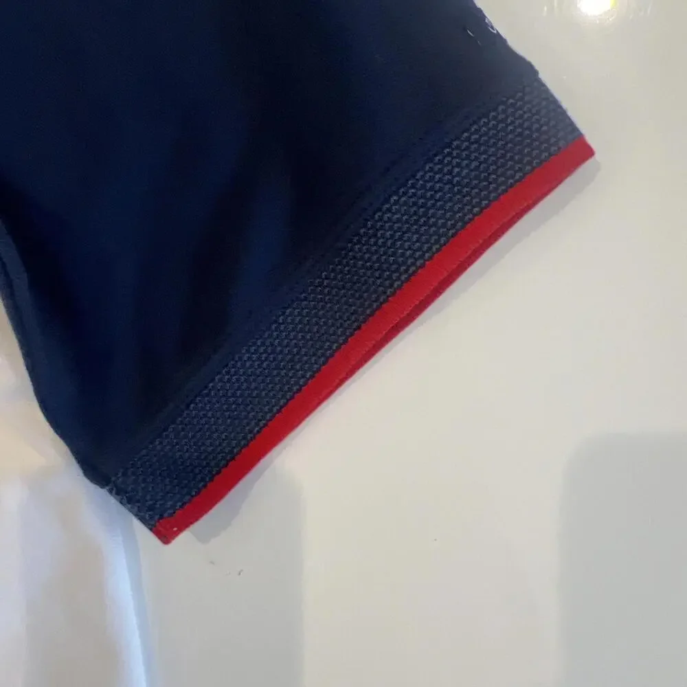 $84 Bad Birdie Pique Golf Polo Shirt Mens M White Navy Red Shirt Short Sleeve - Picture 8 of 9